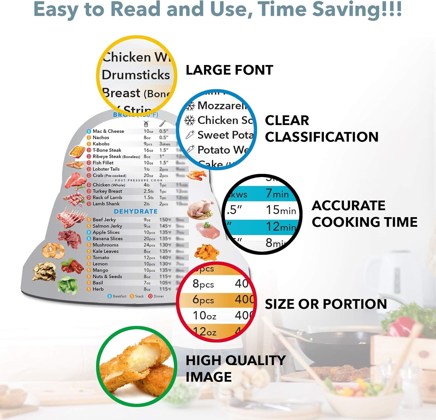 Air Fryer Magnetic Guide Set – Instant Pot Airfryer Cookbook & Cooking Times Magnets