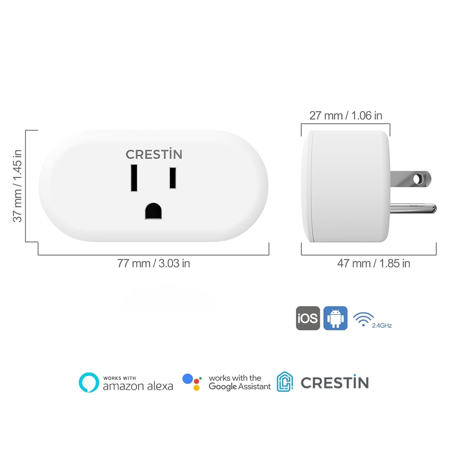 Wi-Fi Smart Plug Mini – App Control, Timer, Alexa & Google Assistant (2 Pack)