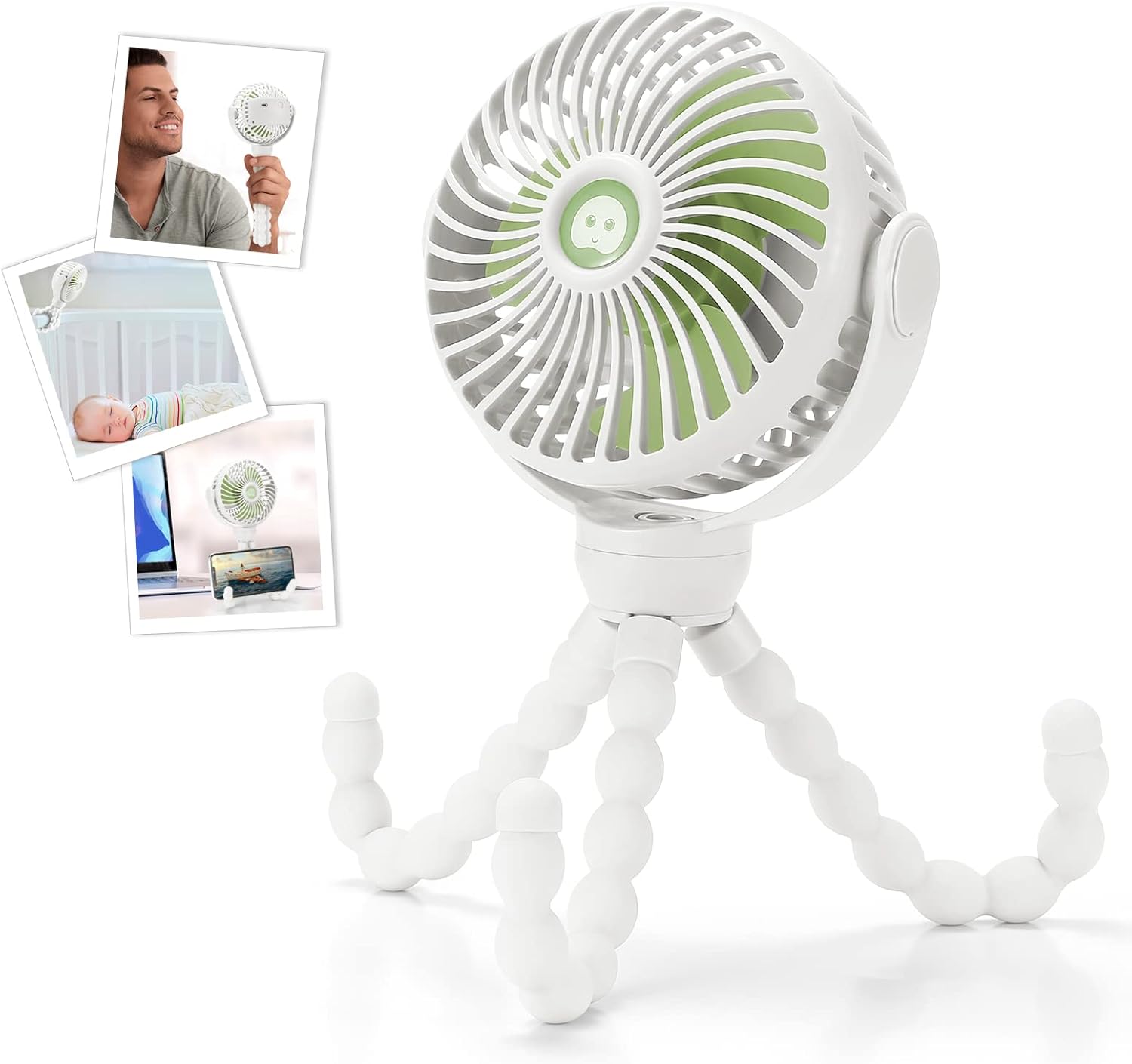 Rechargeable Portable Fan for Stroller, Crib & Car Seat, Clip-On 360° Rotating Fan, 4000mAh