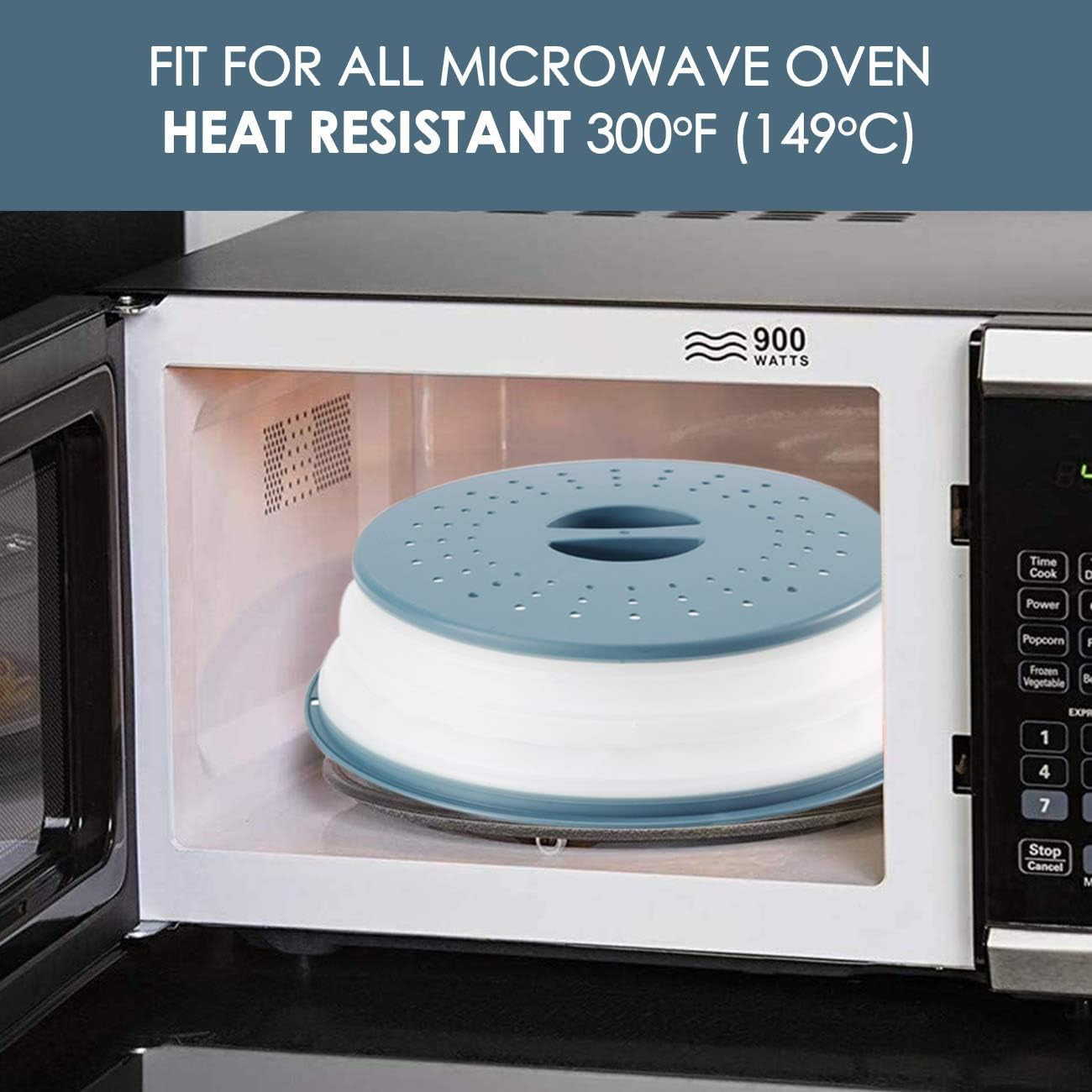 Foldable Microwave Food Covers – 2-Pack BPA-Free Silicone & Plastic, Vented Splatter Guard, Dishwasher Safe