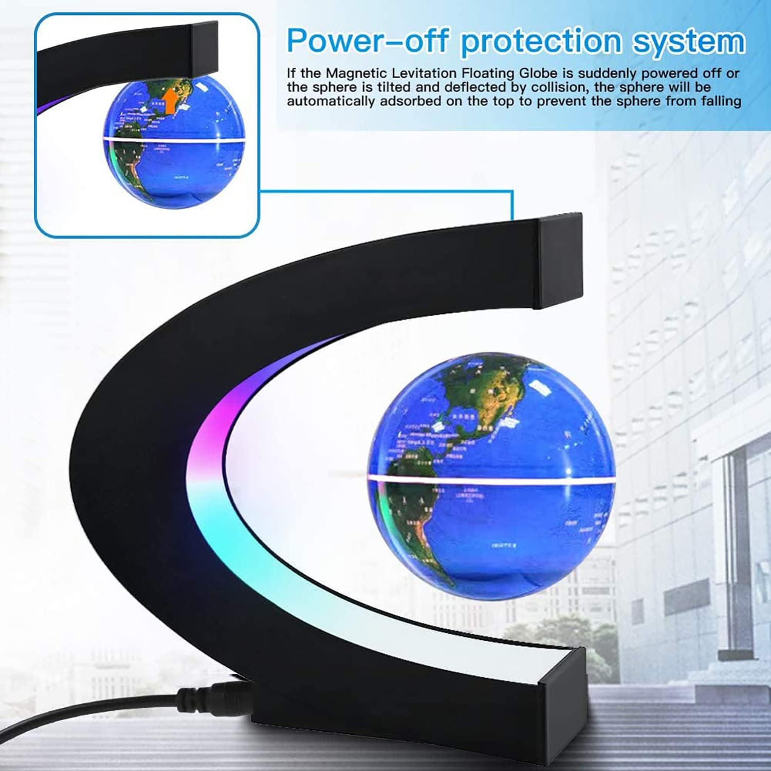 Floating Globe Lamp Magnetic Levitation with LED Light – Smart Desk Decor & Unique Tech Gift
