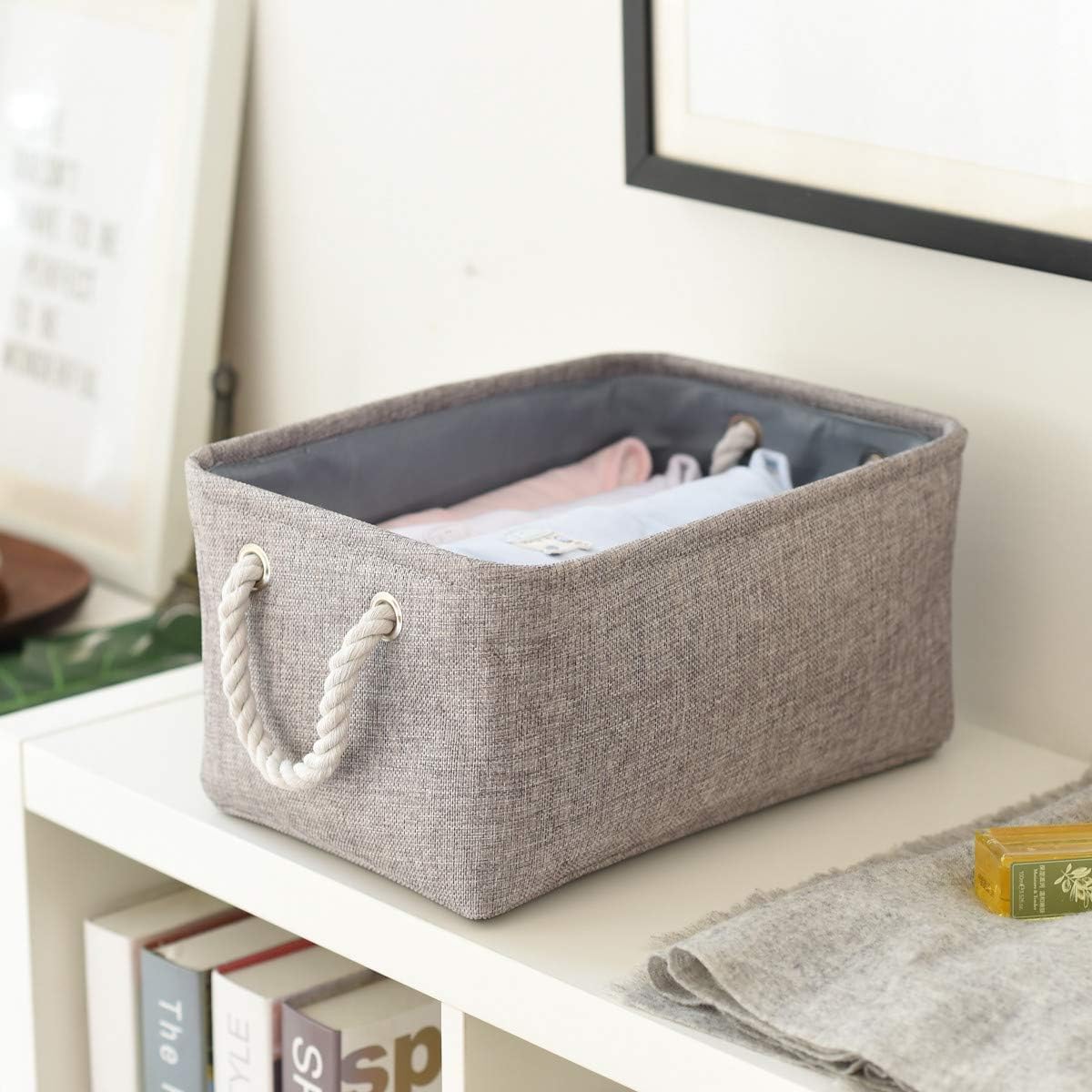 Large Storage Baskets 2 Pack – Grey Fabric Organizer Cubes for Closet, Shelves & Playroom