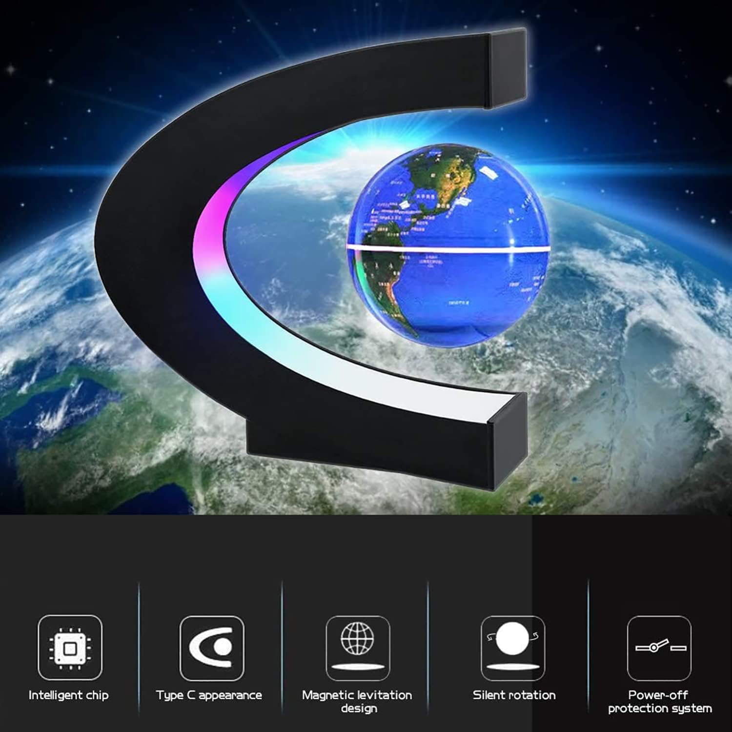Floating Globe Lamp Magnetic Levitation with LED Light – Smart Desk Decor & Unique Tech Gift