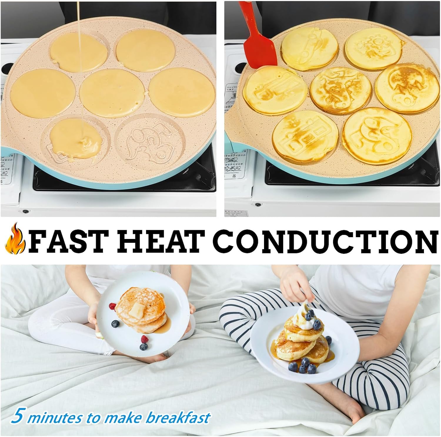 Dinosaur 7-Cup Egg Pan – Nonstick Omelet & Pancake Mold for Kids