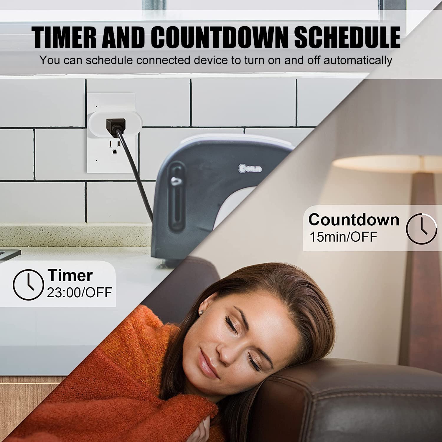 Wi-Fi Smart Plug Mini – App Control, Timer, Alexa & Google Assistant (2 Pack)