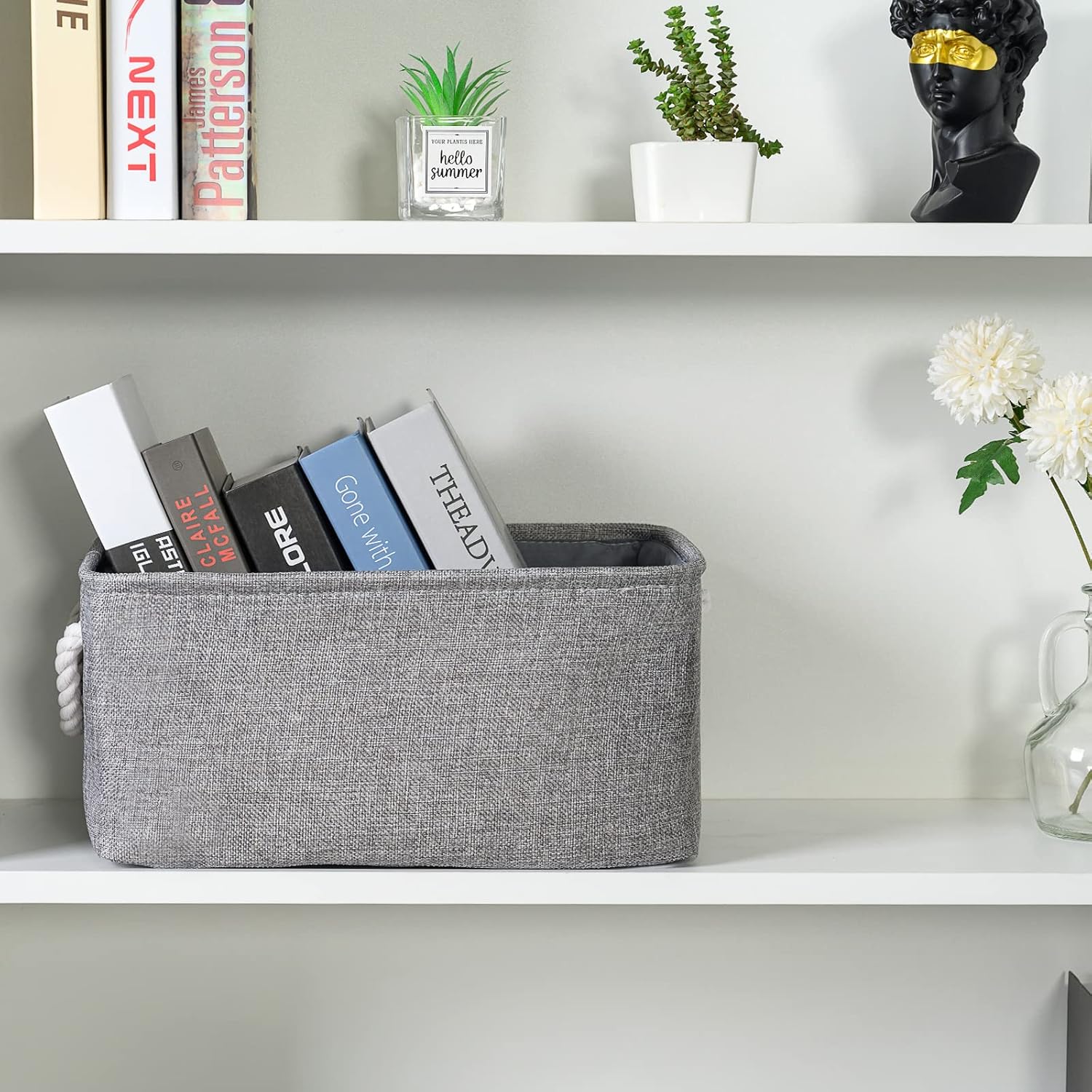 Large Storage Baskets 2 Pack – Grey Fabric Organizer Cubes for Closet, Shelves & Playroom