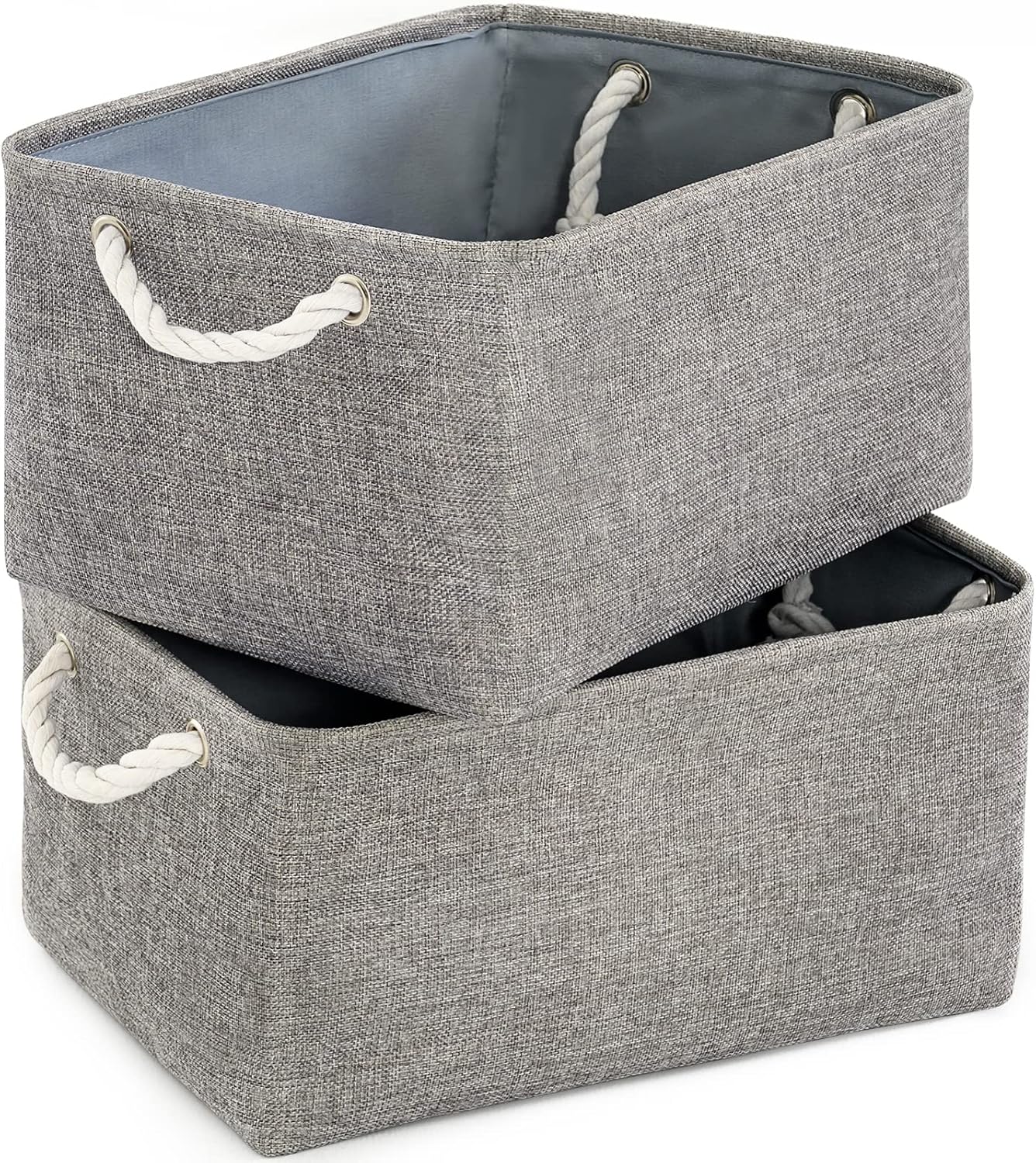Large Storage Baskets 2 Pack – Grey Fabric Organizer Cubes for Closet, Shelves & Playroom