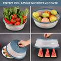 Foldable Microwave Food Covers – 2-Pack BPA-Free Silicone & Plastic, Vented Splatter Guard, Dishwasher Safe